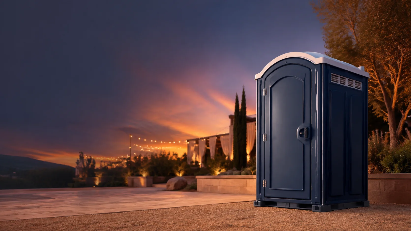 Portable restroom shown for rental planning in North Augusta, SC